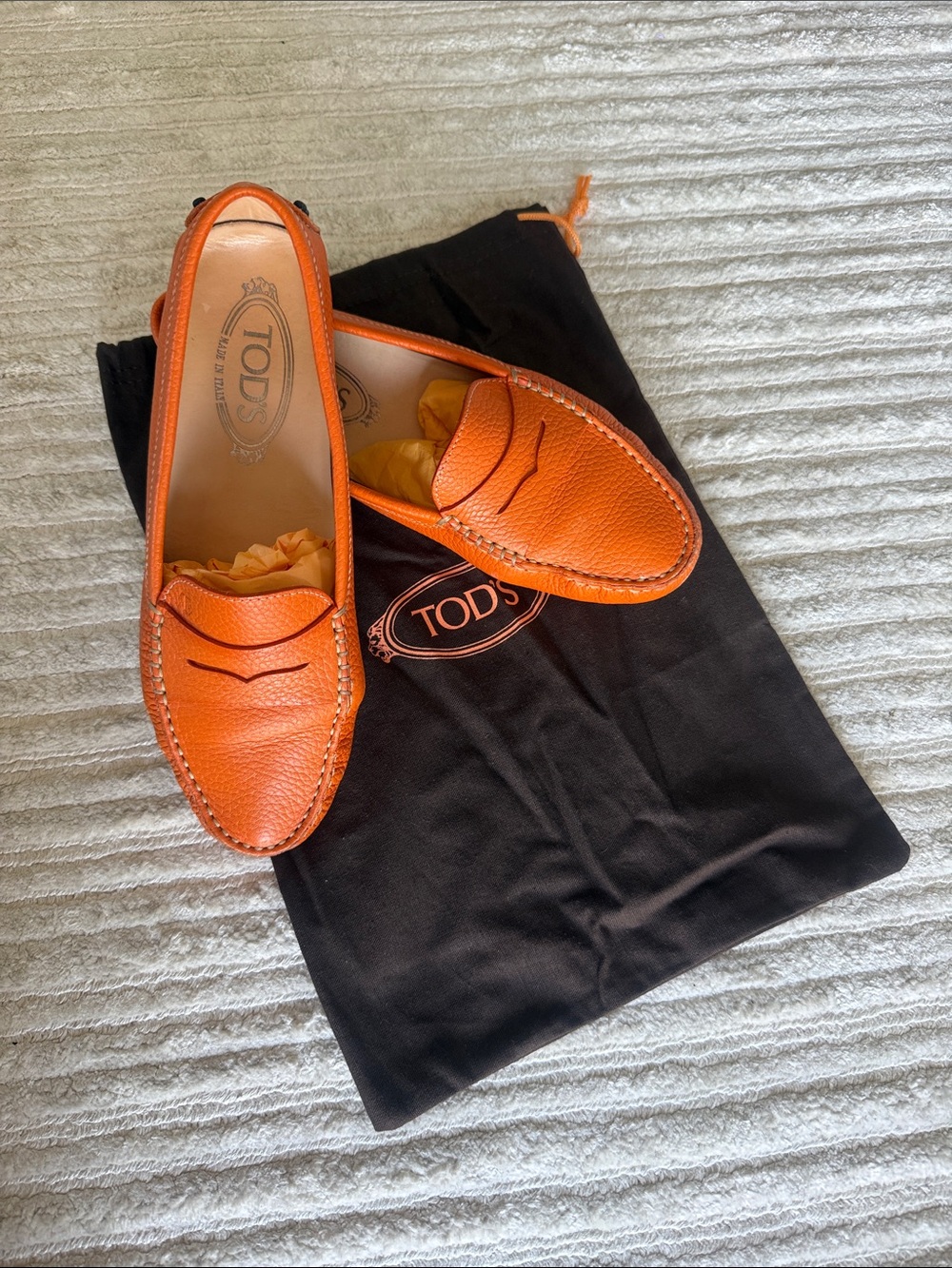 Tod's Orange Leather Women’s Penny Loafers